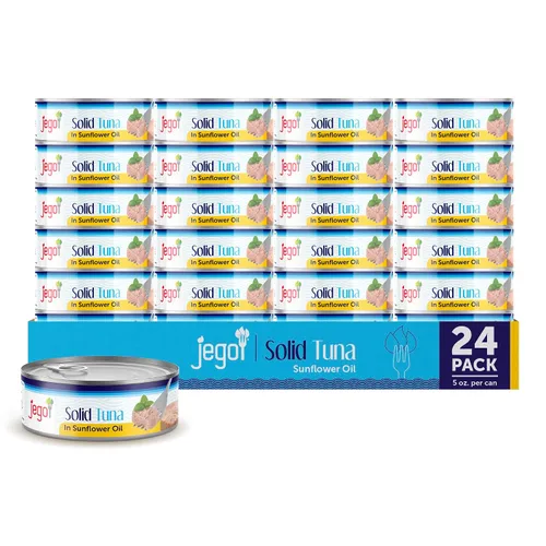 Vista 18 de Jego Atún ligero sólido en aceite de oliva Keto Bajo en carbohidratos Sin gluten Sin soja Enlatado Listo para comer Paquete de 3