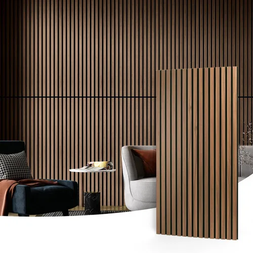 Vista 23 de Art3d 2 paneles acústicos de listones de madera para pared y techo, panel de absorción de sonido acanalado 3D con acabado de madera, roble