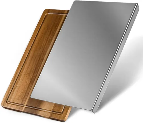 Vista 8 de Tabla de cortar de acero inoxidable, tabla de cortar de metal extra grande