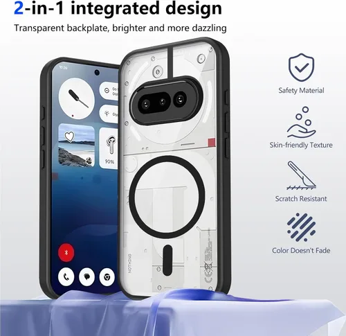 Vista 40 de Funda magnética transparente compatible con Xiaomi 17T, color negro 2 en 1 PC + TPU cubierta de teléfono a prueba de golpes, carcasa protectora