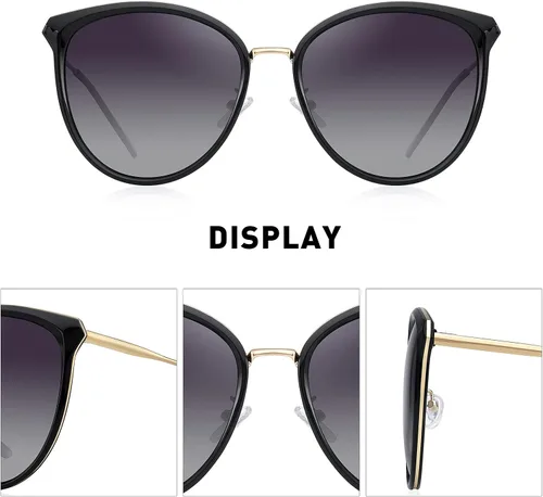 Vista 3 de OLIEYE Gafas de sol polarizadas vintage ojo de gato para mujer clásico de gran tamaño Cateye gafas de sol
