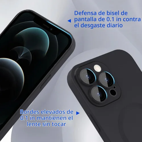 Vista 3 de ankofave Funda magnética para iPhone 12 Pro Max para mujer, a prueba de golpes, diseño metálico de lujo mate con protector completo de lente de Negro