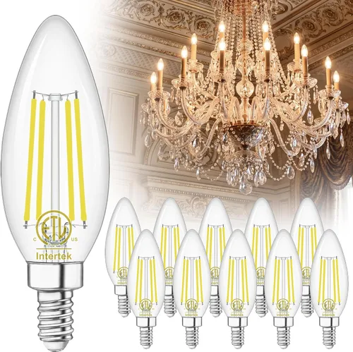 Vista 9 de winshine Bombillas LED E12 para candelabro regulables, 2700 K, blanco cálido, equivalente a 60 W, eficiencia energética, 4 W, tipo B