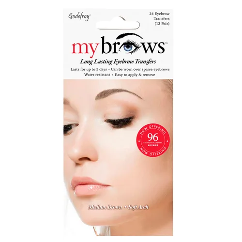 Vista 7 de Godefroy MyBrows Transferencias de cejas de larga duración, arco bajo, marrón oscuro, 48 pares de cejas (96 transferencias individuales)