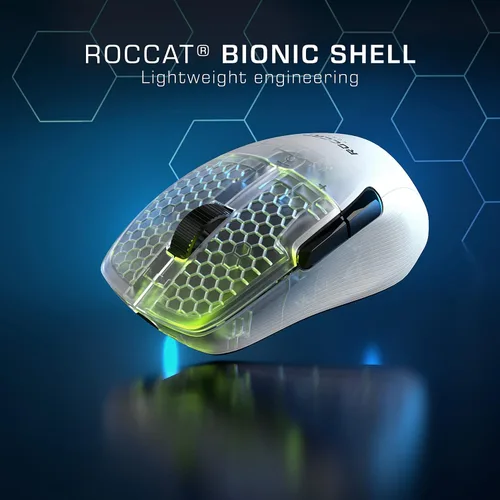 Vista 7 de ROCCAT Kone Pro Air - Mouse inalámbrico para PC para juegos, mouse ergonómico Bluetooth de rendimiento con sensor óptico DPI de 19 K, iluminación