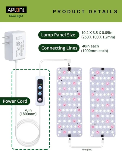 Vista 7 de Luz de cultivo para plantas de interior, luz regulable para plantas, 6/12/16H, tira de luces LED de crecimiento de espectro completo, paneles de luz