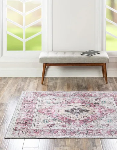 Vista 31 de Unique Loom Yara Collection - Alfombra de área Yash (2' x 3' Rectángulo, Lino Carbón/Beige)
