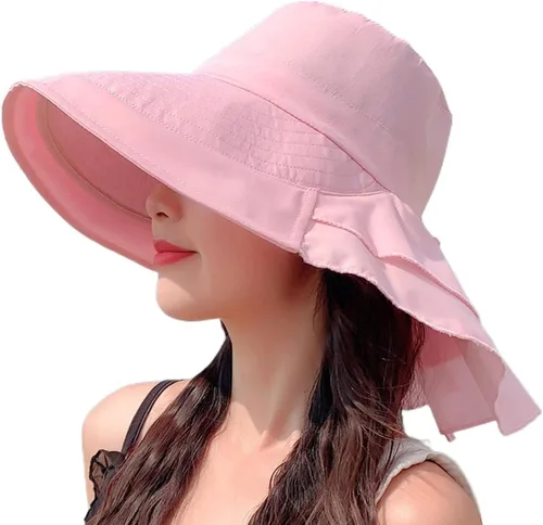 Vista 10 de Sombrero de sol para mujer, protección solar, ala ancha, plegable, sombrero de pescador, protección UV, con deflector de cuello Beige