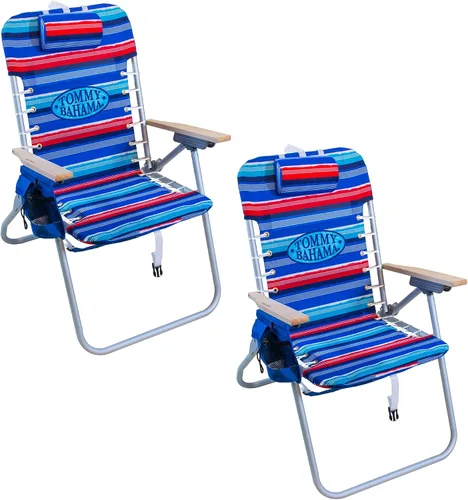 Vista 14 de Tommy Bahama Hi-Boy 17" Seat Height 4-Position Lace-Up Suspension Folding Beach Backpack Chair