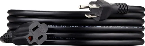 Vista 15 de Amazon Basics - Cable de extensión de 3 pies, extensor de toma de 3 clavijas, cable de extensión para interiores, 13 amperios, 125V, color negro
