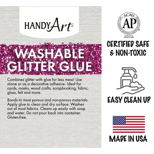 Vista 3 de Handy Art Pegamento con purpurina lavable, juego de 8 colores, botella de 4 Juego de 8 x 4 oz