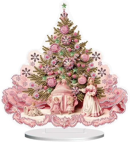 Vista 16 de Kits de Pintura de Diamante de Árbol de Navidad de Orgone Adornos de Escritorio para Adultos - Pintura de Arte de Diamante con Pintura Acrílica por