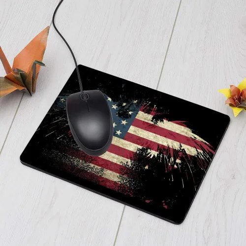 Vista 3 de Alfombrilla de mouse rectangular para videojuegos, águila calva, bandera estadounidense, bandera de Estados Unidos, estrellas y rayas