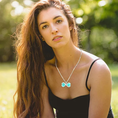 Vista 130 de Joyas de turquesa para mujeres y hombres de plata de ley 925 con colgante de urna para cenizas, collar con medallón de imagen, martillo de Thor