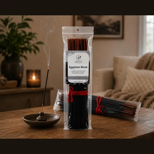 Vista 5 de Varillas de incienso de almizcle egipcio de 9 pulgadas. Los palitos de carbón ofrecen una fragancia elegante y duradera. 100 varillas por paquete.