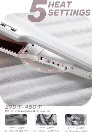 Vista 6 de ROSILY Plancha plana Nano Titanium Plancha de pelo de 1.75 pulgadas de ancho, doble voltaje 100-240 V, temperatura ajustable adecuada para todo