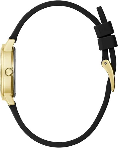 Vista 2 de GUESS Reloj analógico de silicona dorada y negra Negro/Oro/Champán
