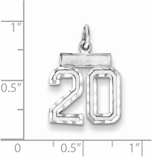 Vista 2 de Colgante de plata de ley 925 maciza, número pequeño, 0.787in x 0.551in.