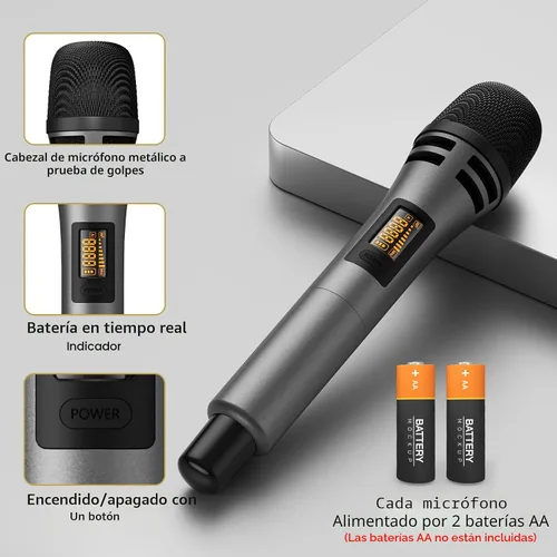 Vista 8 de TONOR Sistema de Micrófono Inalámbrico, Juego de 4 Micrófonos de Mano Inalámbricos UHF de 10 Canales con Auriculares/Micrófonos de Solapa Lavalier