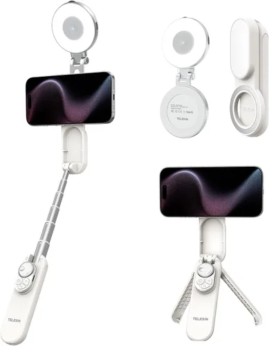 Vista 10 de TELESIN - Mini palo magnético para selfie, trípode para teléfono para iPhone 17 16 y Android Portable Pocket-Size Phone Stand with Zoom Remote