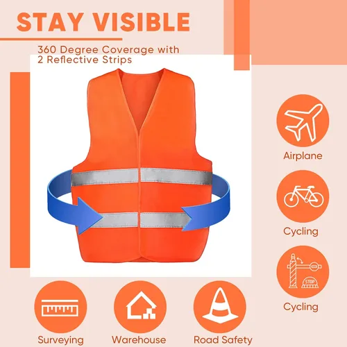 Vista 10 de Tarpop Paquete de 60 chalecos de seguridad reflectantes de alta visibilidad a granel 2 tiras