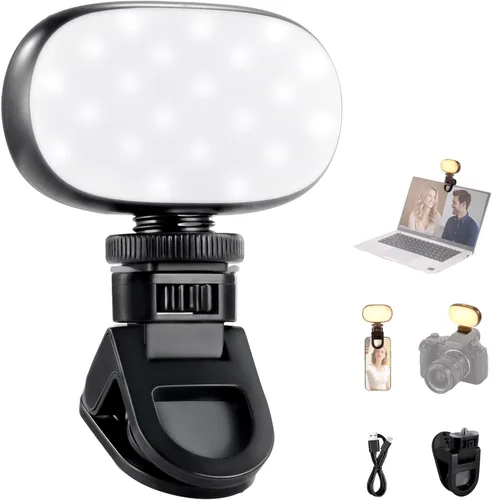 Vista 10 de NEEWER Versión de Nivel de Entrada Luz LED para Selfie, Clip de Plástico para Relleno de Luz en Teléfono para iPhone, 66 LEDs CRI92 Portátil