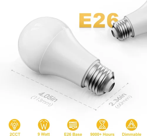 Vista 6 de Bombillas ámbar para dormir, A19 E26, luz cálida (2700K-1800K)