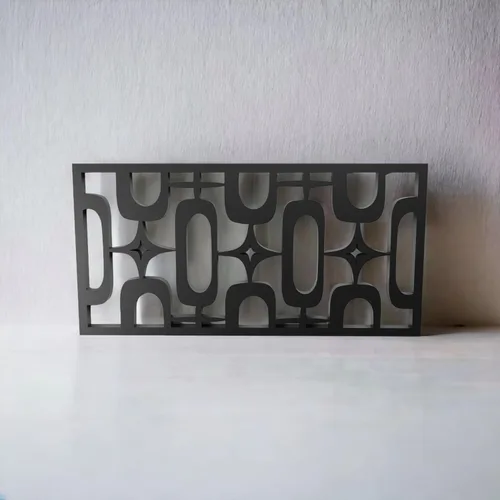 Vista 5 de MidCentury - Paneles de pared modernos de óvalos atómicos con explosiones de estrellas de estilo vintage, dorado, plateado, negro, menta, arte