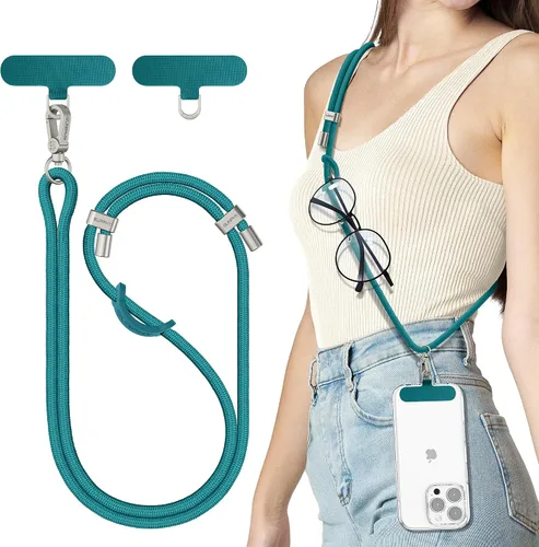 Vista 21 de SURPHY Cordón para teléfono, correa cruzada ajustable para teléfono con 2 pestañas de amarre para teléfono celular, hebillas de metal de alta