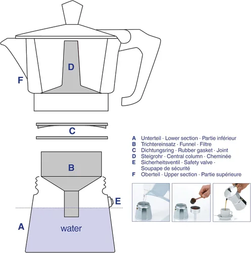 Vista 4 de Kela "Italia Espresso Maker, Aluminio, Plata, 5.1 fl oz