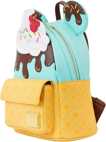 Vista 5 de Loungefly Disney Mickey y Minnie Mouse Sweets Ice Cream - Bolso de hombro con doble correa para mujer