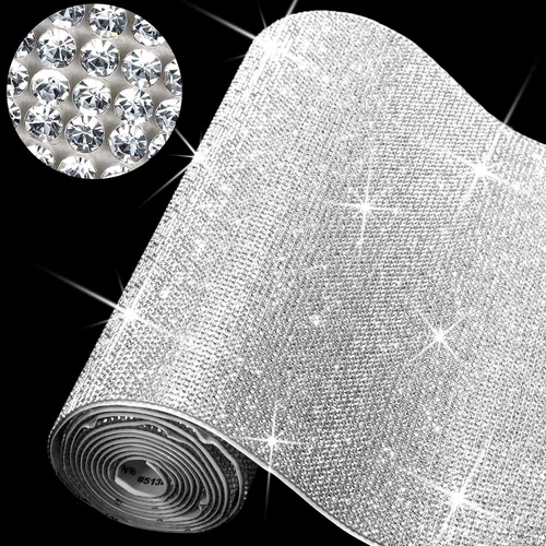 Vista 7 de Outus 60750 Piezas Lámina de Pedrería Brillante 59 x 7.87 Pulgadas Pegatina de Pedrería Autoadhesiva de Cristal Brillante con Diamantes de Imitación