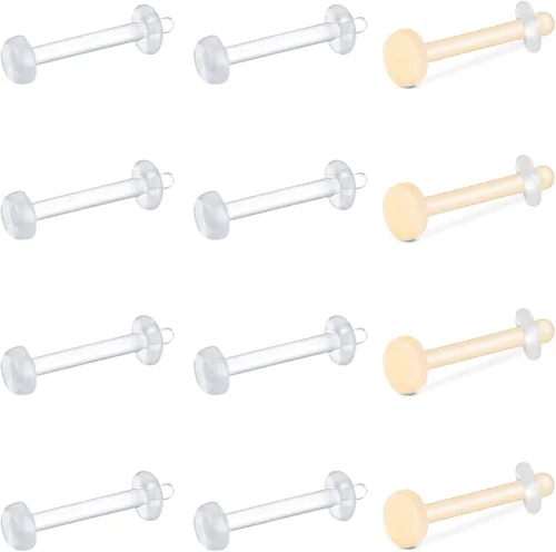Vista 10 de VCMART - Aretes transparentes para deportes, trabajo, cirugía, juego, conjunto mixto, retenedor de piercing de plástico transparente, retenedor