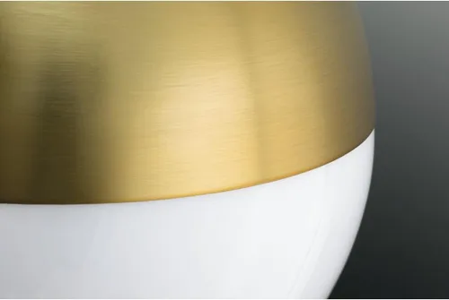 Vista 5 de Globe LED Collection - Lámpara colgante moderna de cristal ópalo de mediados de siglo, bronce cepillado