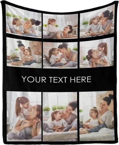 Vista 9 de InterestPrint Manta personalizada con texto y fotos, collage, regalo personalizado para cumpleaños, aniversario, boda, regalo personalizado
