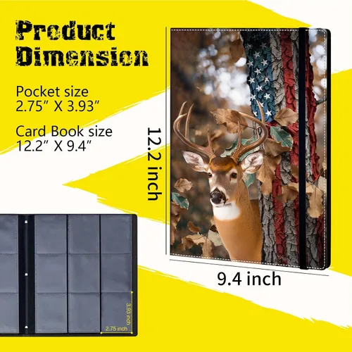 Vista 2 de Carpeta de tarjetas – Carpeta de 9 bolsillos para tarjetas intercambiables, carpeta de cuero de 360 bolsillos de carga lateral para MTG, TCG Bandera