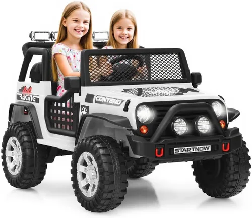 Vista 10 de OLAKIDS Camión de paseo para niños, vehículo eléctrico de 2 plazas de 12 V con control remoto, auto de juguete alimentado por batería para niños