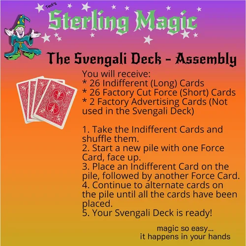 Vista 2 de Ted's Sterling Magic Bicicleta Svengali Deck Trick en la parte trasera roja, traje de espadas, elige tu carta de fuerza (cuatro)