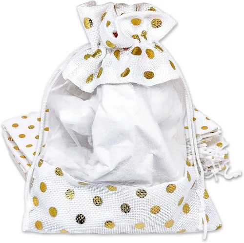 Vista 37 de TheDisplayGuys para tu vida moderna - Paquete de 12 bolsas de regalo pequeñas de arpillera de lino y organza con cordones (8.9x14 cm, gris)
