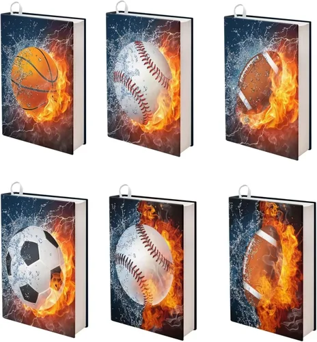 Vista 19 de Rnyleeg Paquete de 6 fundas protectoras de libros de bolsillo para niños, con temática deportiva, elástica, para amantes de los libros, estudiantes