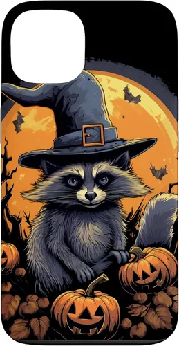 Vista 7 de iPhone 16 Raccoon Witch Hat Pumpkins Halloween Costume Case