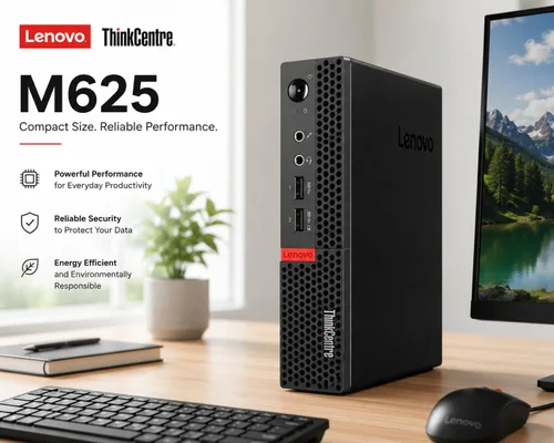 Vista 3 de Lenovo ThinkCentre Mini Desktop PC with AMD Processor & Graphics, 8GB DDR4 RAM, 1TB SSD, Windows 11, Wi-Fi, Bluetooth, 2X DisplayPort, RJ-45 Port