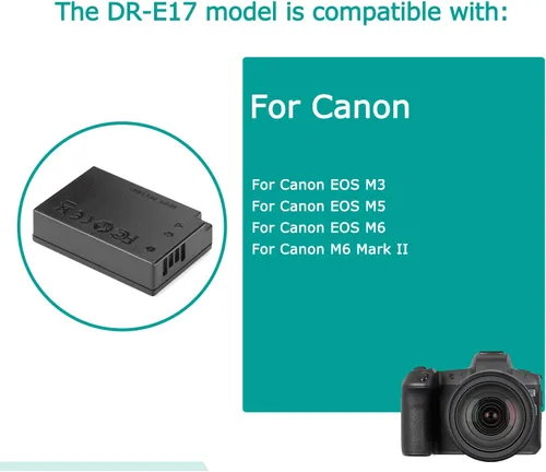 Vista 3 de CA-PS700 Cable USB DR-E17 DC, batería simulada para Canon EOS M3 M5 M6 M6 Mark ii (no compatible con M50)