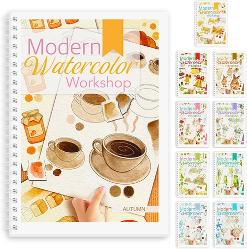 Vista 10 de Cuaderno de ejercicios de acuarela, libro de pintura de acuarela, apto para principiantes, 12 patrones diferentes para aliviar el estrés