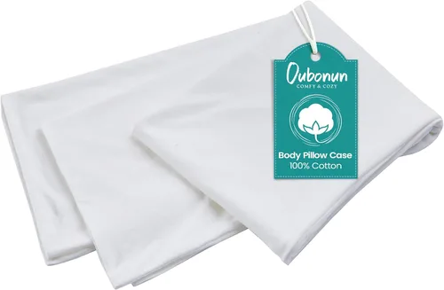 Vista 15 de Oubonun Funda de almohada corporal 100% algodón jersey con cremallera, funda de almohada extraíble suave de lujo, larga y esponjosa, de punto