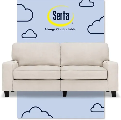 Vista 10 de Pemberly Row Sofá moderno de 73 pulgadas con brazos de riel con fundas extraíbles, color beige
