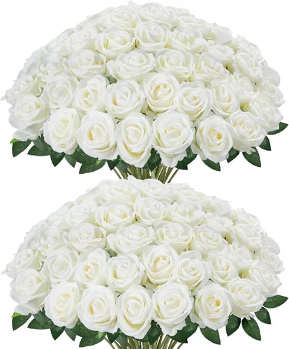 Vista 9 de InnoGear 50 unidades de rosas negras artificiales, rosas de terciopelo de seda falsas a granel, flores artificiales para decoración, ramos de boda