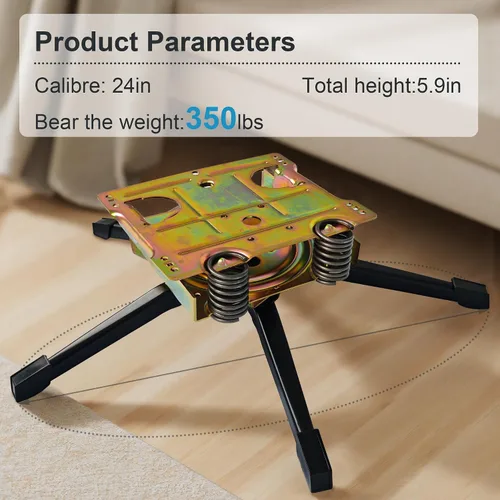 Vista 5 de Base reclinable de repuesto de 24 pulgadas con placa giratoria 360 inclinada de 5 patas con tapas para accesorios de sofá y silla