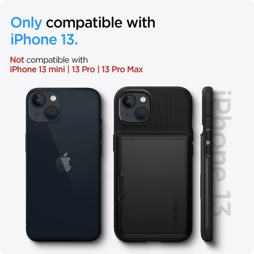 Vista 2 de Spigen Slim Armor CS - Funda compatible con ranura para tarjetas iPhone 13, color negro