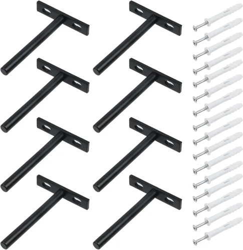 Vista 12 de Antrader Soporte de Estante Flotante Negro, 4 Piezas Soportes Ocultos de Estante de 2 Pulgadas Soporte Ciego de Estante Soportes Ocultos